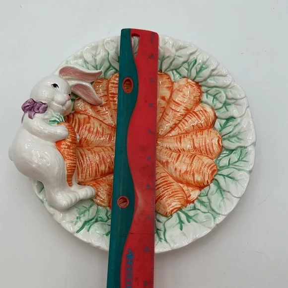 Vintage Palm Tree Company Bunny Carrot Plate Easter Spring Made in Taiwan - Picture 15 of 16
